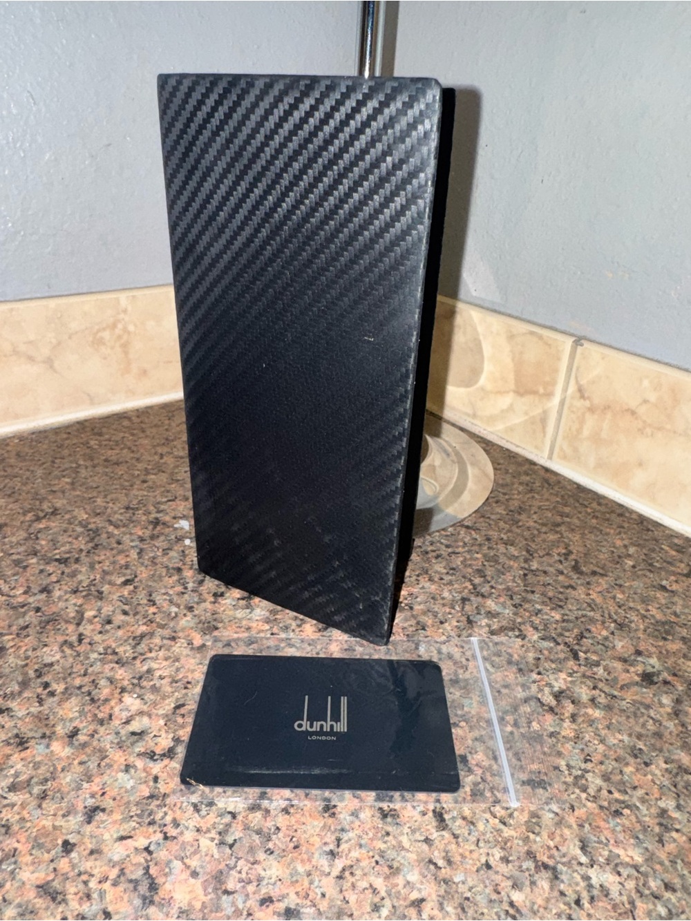 Dunhill London Chassis Carbon Fiber Print Leather Wallet ✅AUTHENTIC✅ retail $350 - Picture 2 of 6